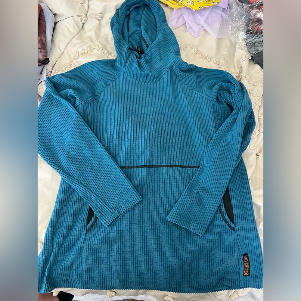 Melanzana Teal Microgrid Hoodie